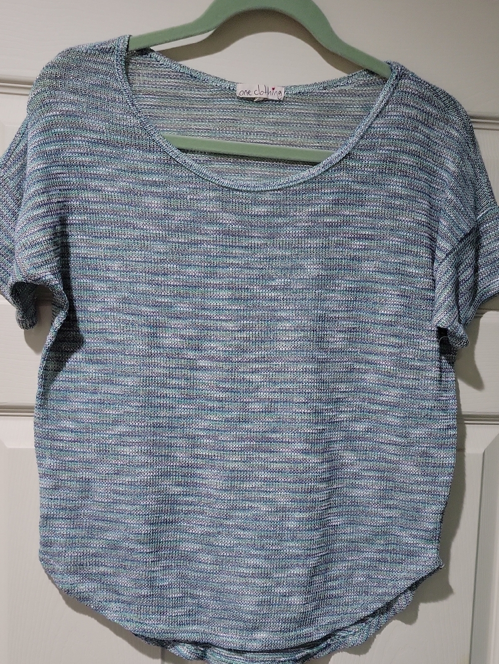 One clothing light blue marled short sleeve scoop neck top
